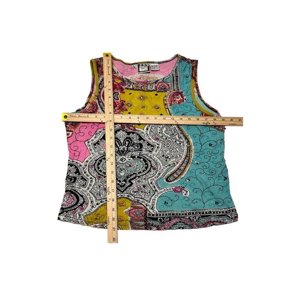 Take Two Clothing Co Size Large 100% Cotton Sequin Beaded Vintage Artsy Tank - Picture 3 of 4
